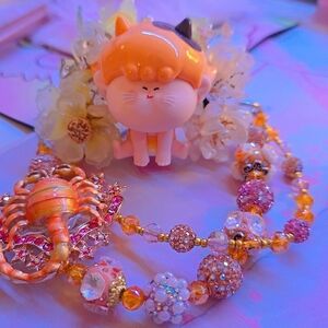Cute Orange  Lilly Cat Figurine Phone Clip